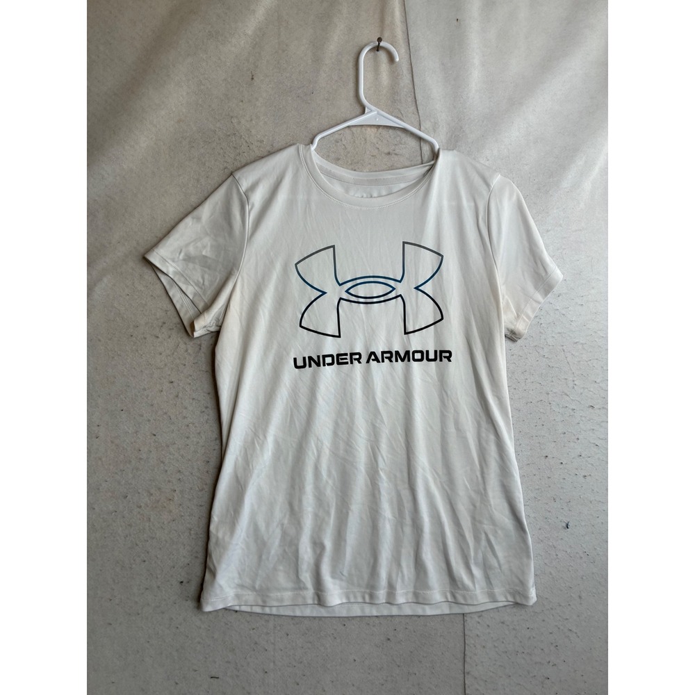 Under Armour HeatGear Loose Fit Graphic T-Shirt White Large LG Athletic Gym Top